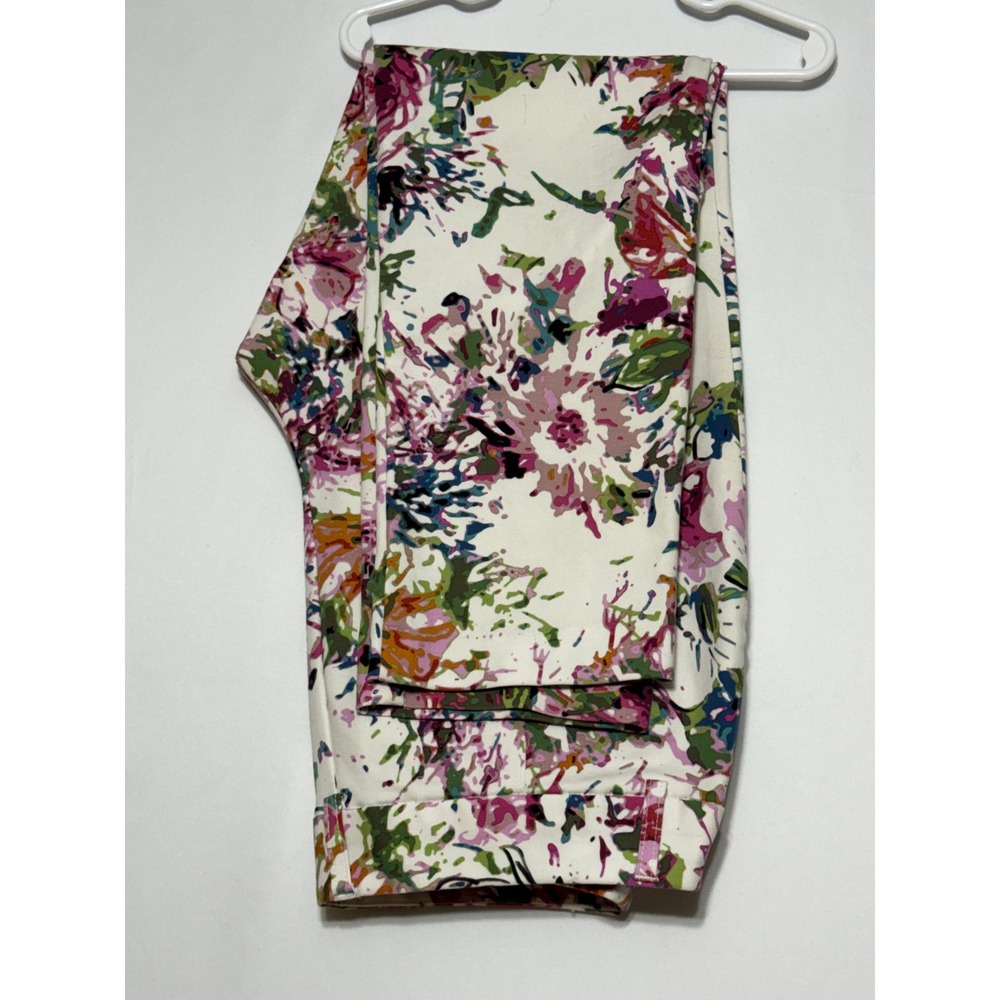 Liz Claiborne Floral Print Ankle Pants Pink Green White Size 8 Slacks Pants
